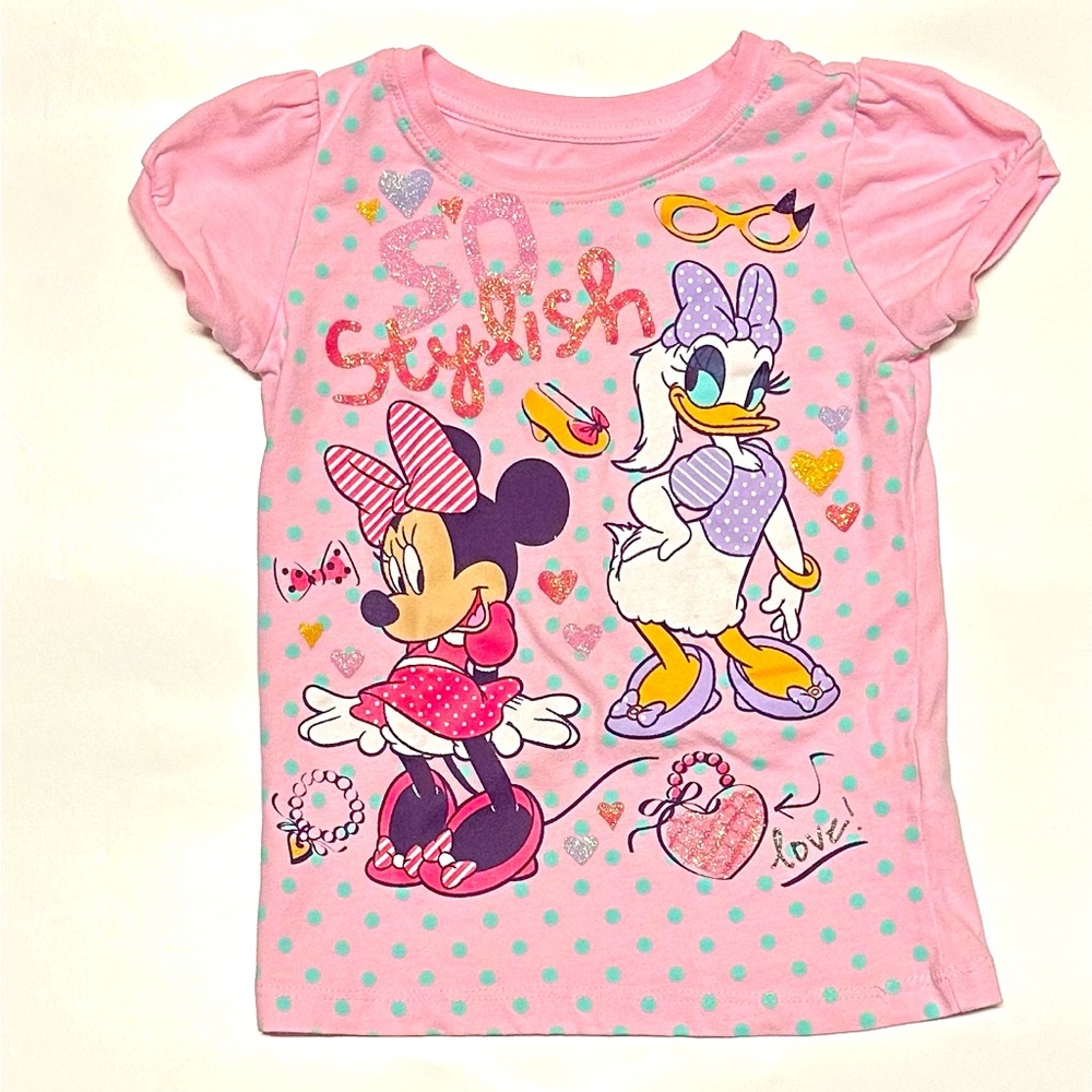 Pink Disney graphic Tee with Minnie and Daisy
